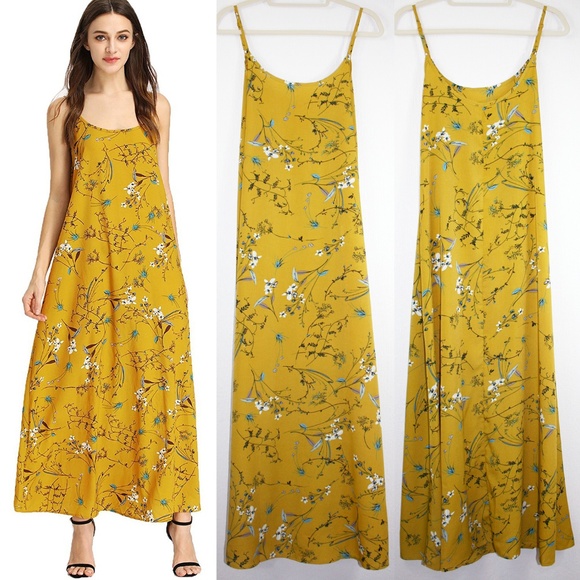 Golden Yellow Floral Maxi Dress NWOT - Picture 8 of 8